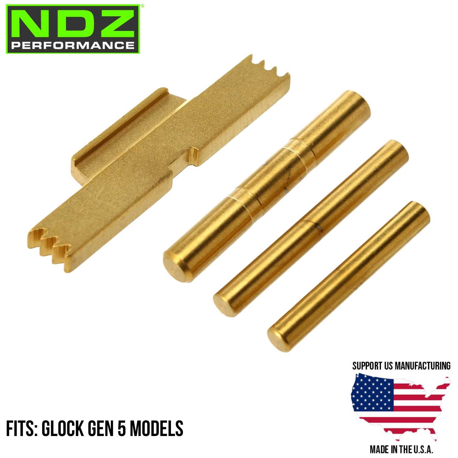 NDZ Glock Gen 5 17 19 20 22 26 45 47 ESLL Pin Kit Stainless Steel Gold TiN PVD