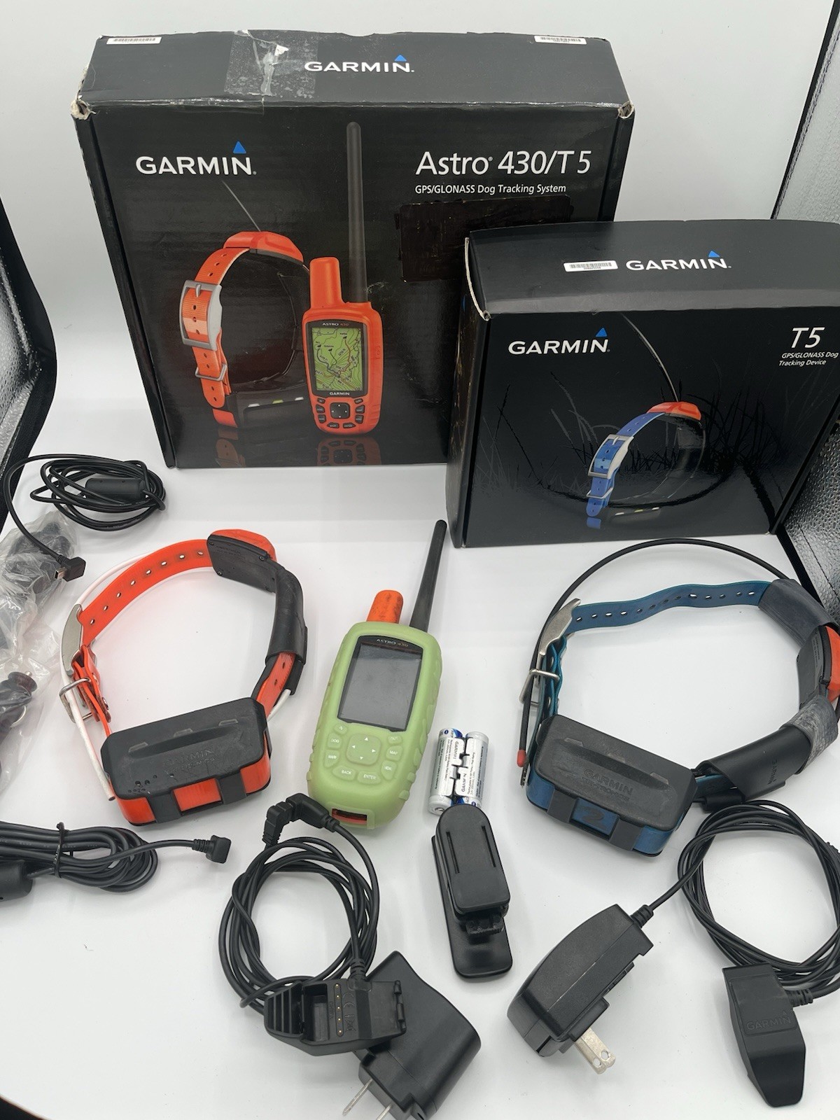GARMIN ASTRO 430 GPS GLONASS Dog Tracking System w/ 2 T5 Collars Charger Tested