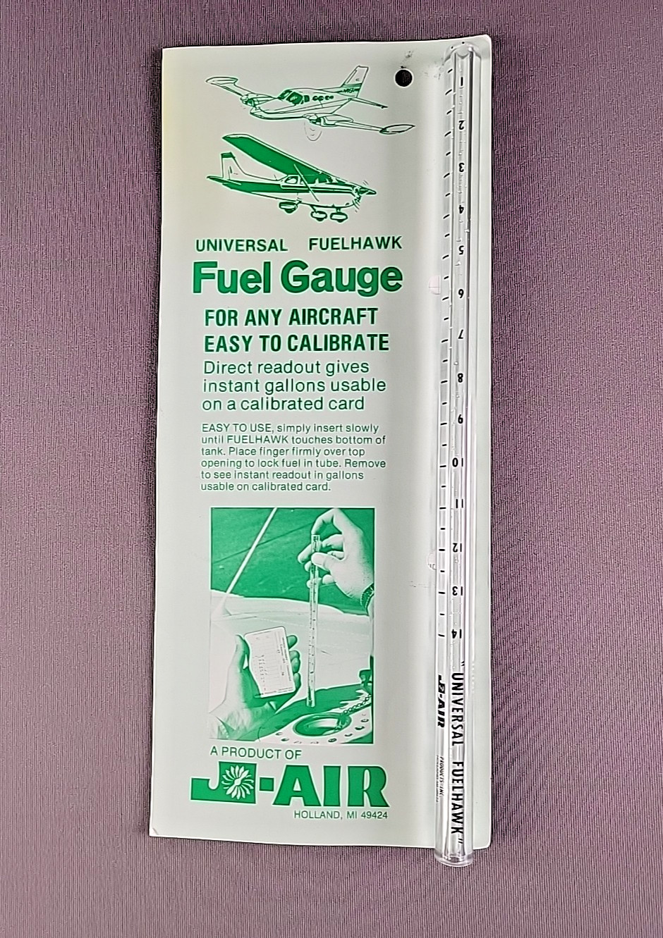 J-Air Fuelhawk Fuel Gauge - 11" Universal - Pre-Flight Fuel Dipstick - AvGas