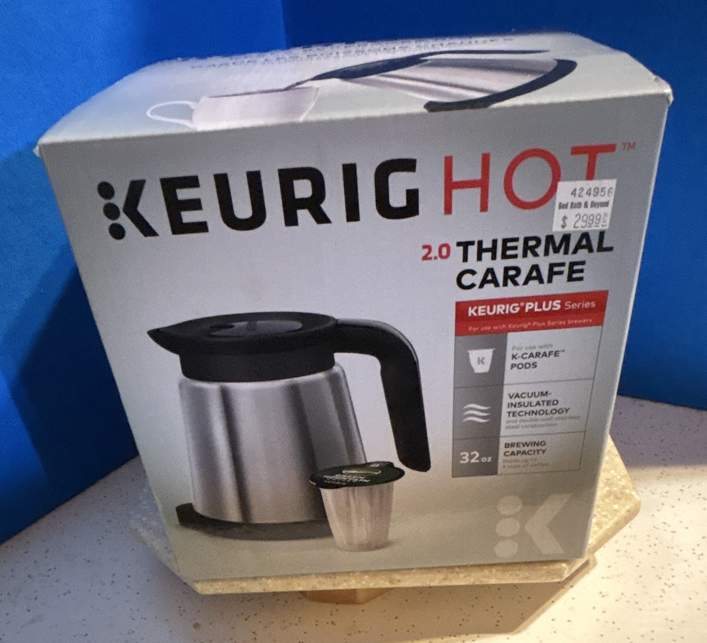 Keurig HOT 2.0 32oz Stainless Thermal Vacuum Carafe for Keurig Plus Series
