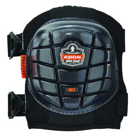 Ergodyne 357 Knee Pad, Hard Shell, Foam, Gel Pad, Rubber Cap, Clip Closure, 2