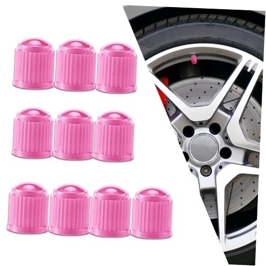 Tire Stem Valve Caps with O Rubber Ring, Dustproof Airtight Seal 10PCS Pink