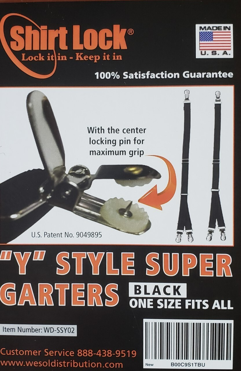 "Y" Style Shirt Stays - Super Y Stays - No Slip Clip