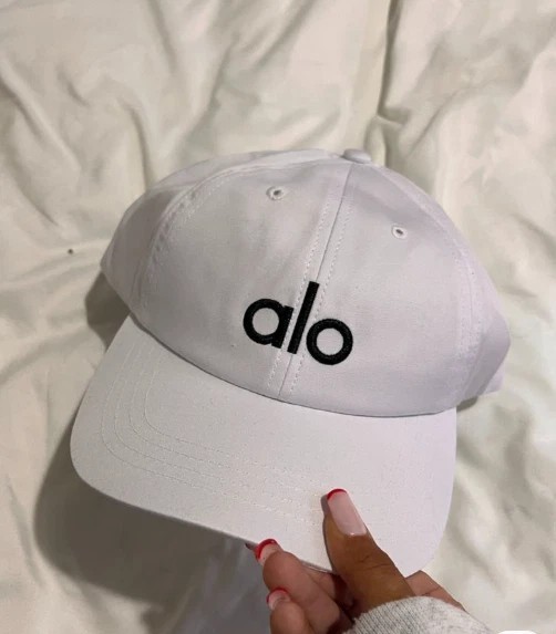 White Athletic Cap Black Logo Adjustable Performance Hat Unisex NWT