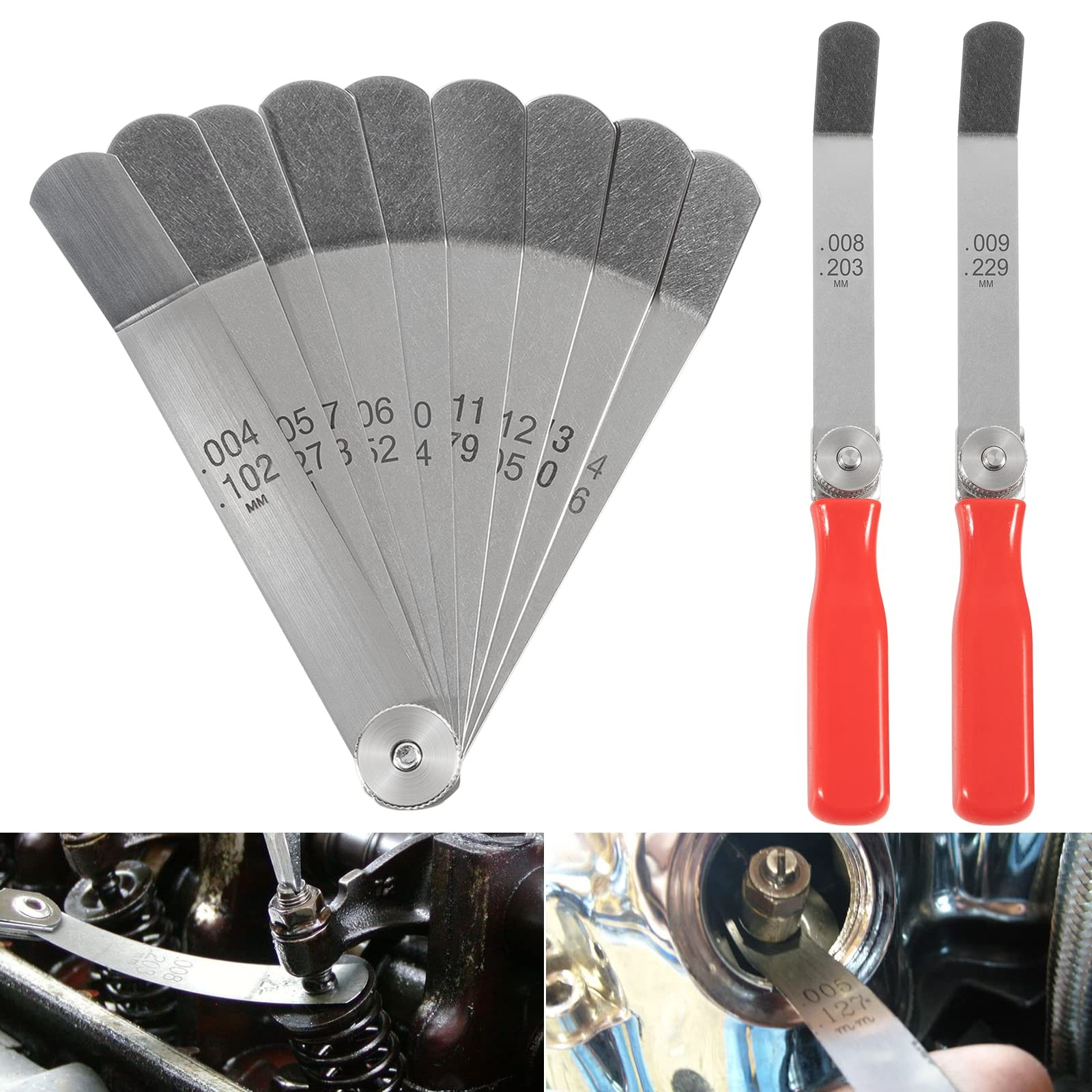 A308 Offset Valve Tappet Gauge Set Premium 11-Blade Feeler Gauge Kit Sizes fr...
