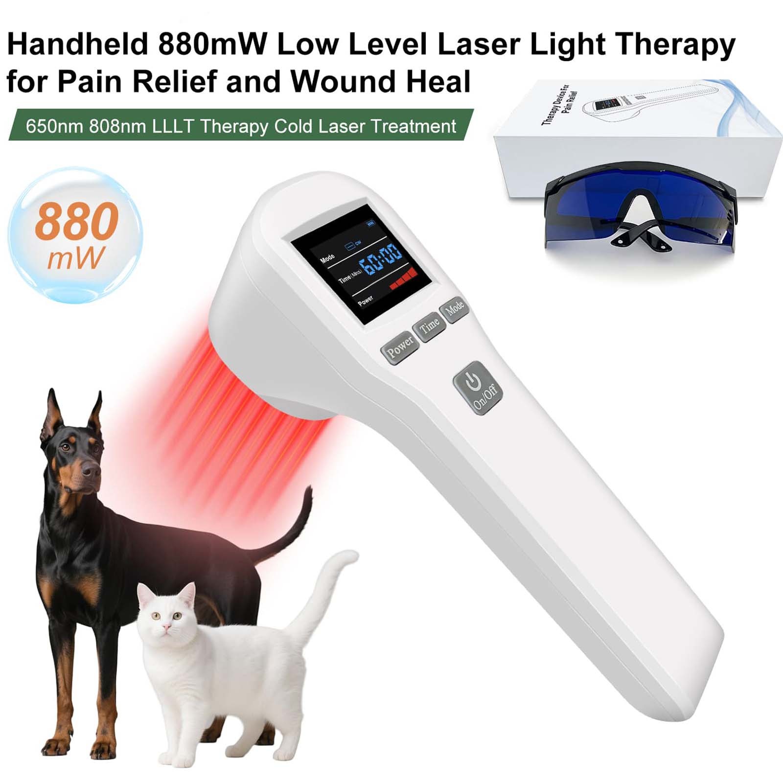 Dual-Wavelength 650/808nm Pet Laser Device for Dogs Post-Surgical Wound Healing