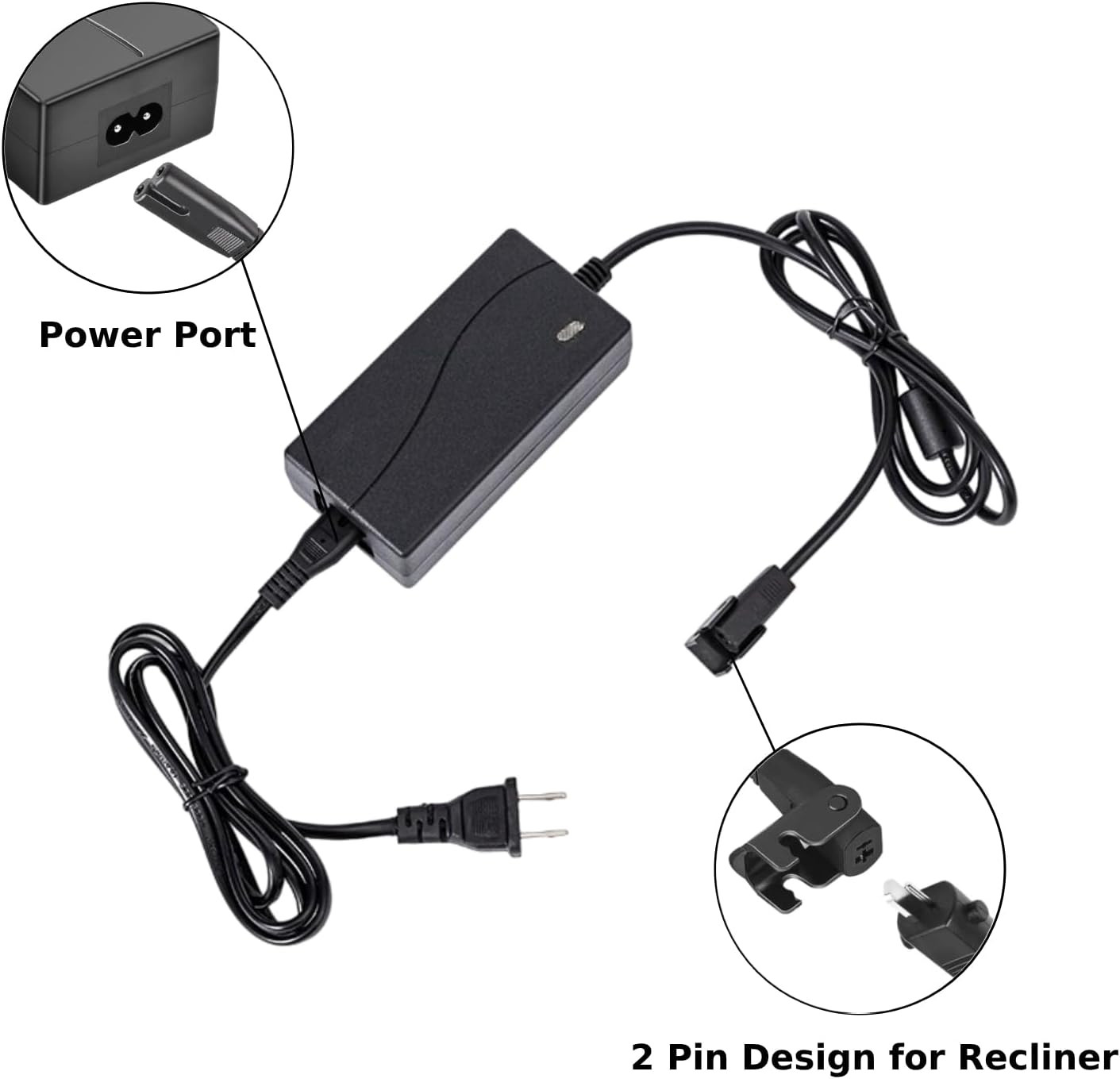 Universal Power Recliner Power Supply, 29V 2A 2 Pin AC/DC Switching Power Supply