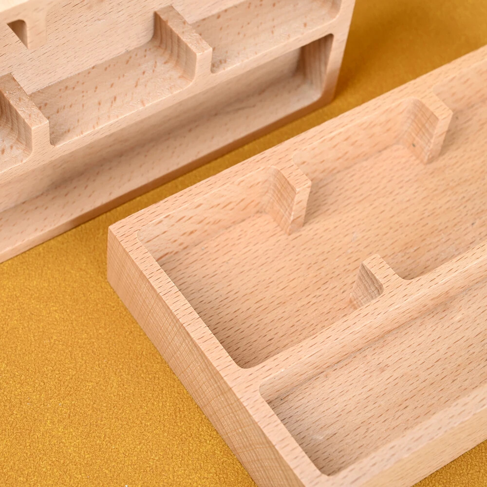 Solid Wood Base for Panel Liner Paint / Markers Storage Box Desktop Organizer