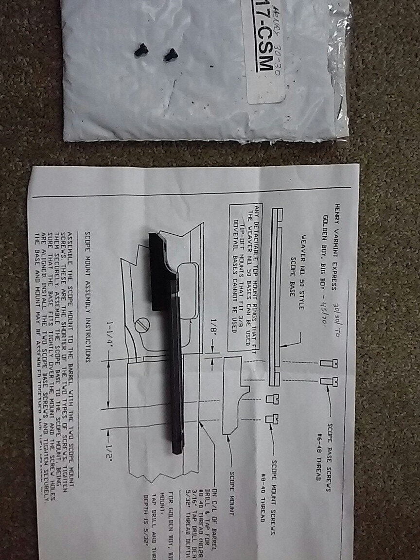 Henry scope mount base for Lg Caliber