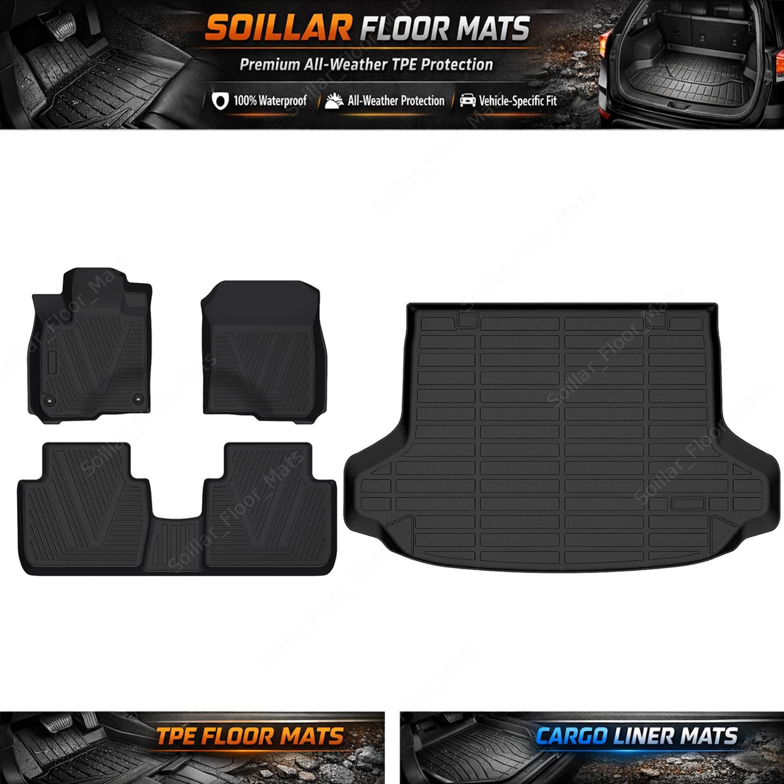 For 2023-2025 Acura ADX Floor Mats & Cargo Trunk Liner TPE All-Weather Full Set