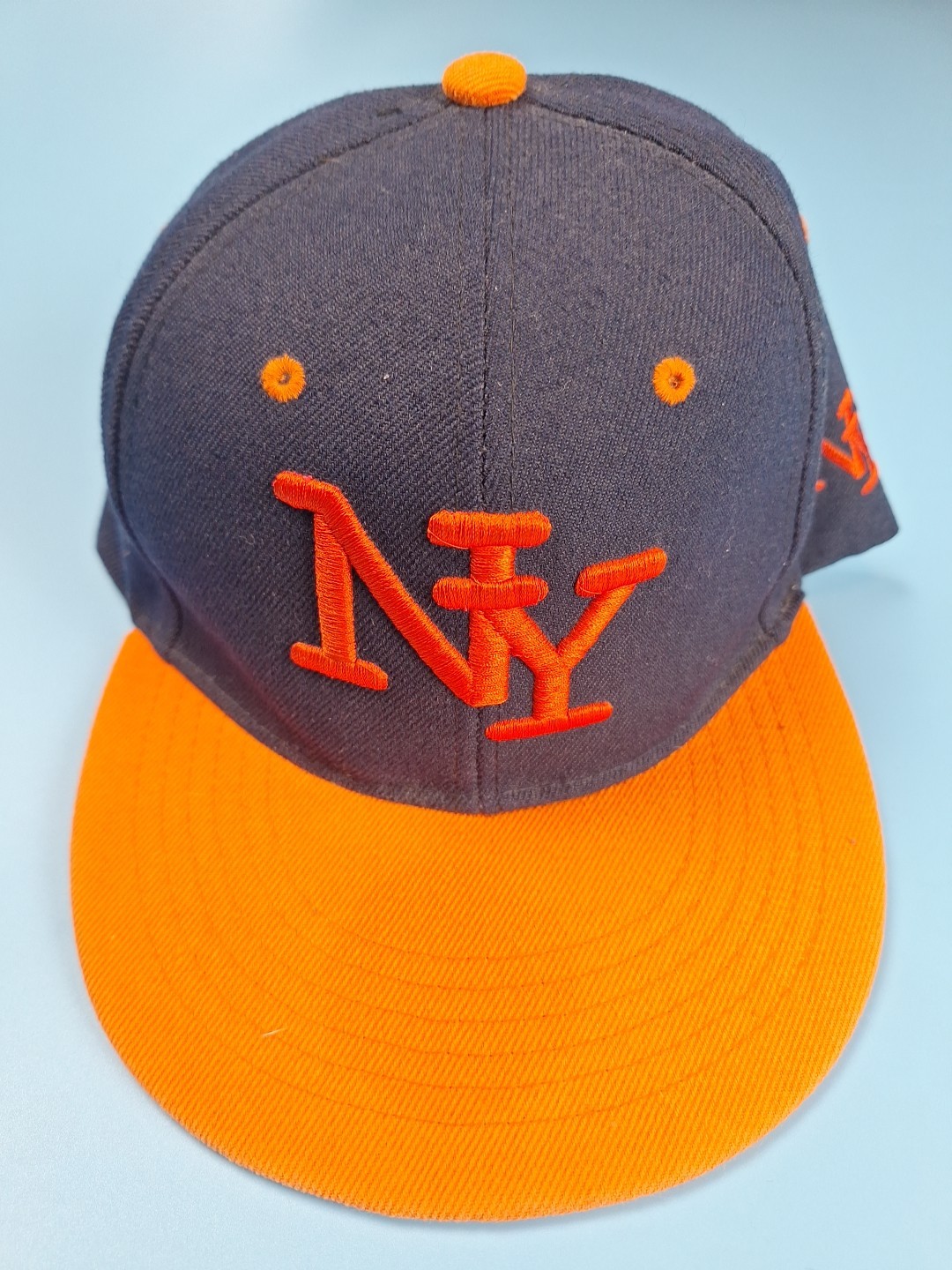 NY Baseball Cap Hat Black Orange Adjustable Snapback