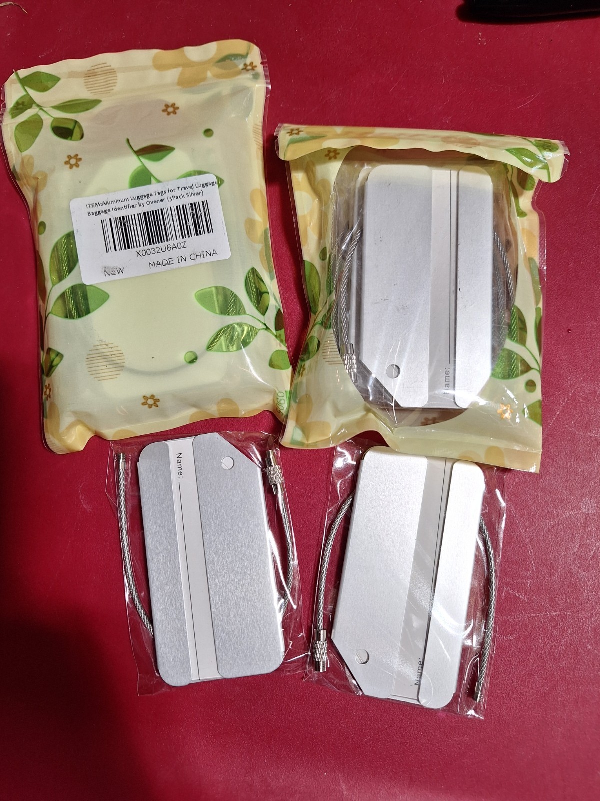 12 each Aluminum Luggage Tag Holders  Identifier by Ovener Silver (READ BELOW)