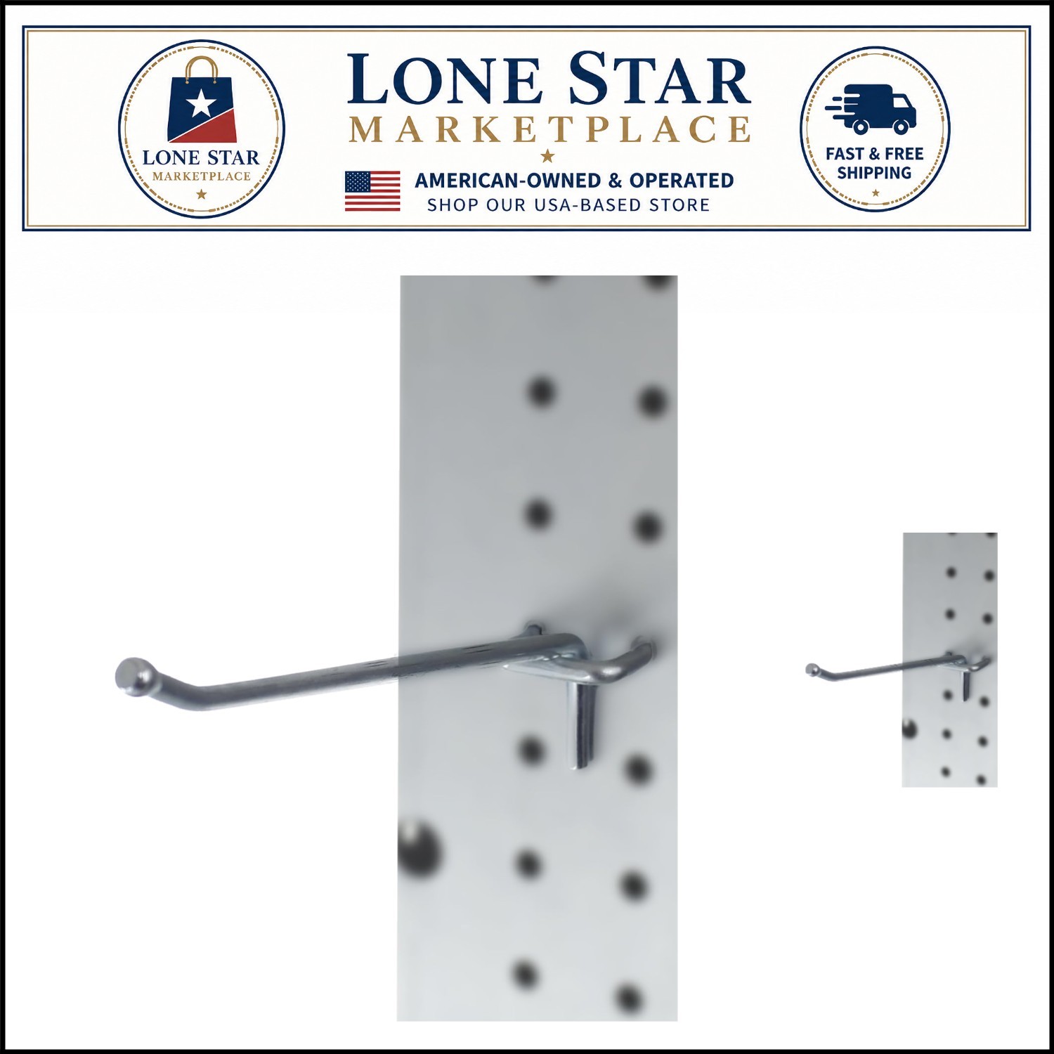 Versatile 6-Inch Chrome Pegboard Hooks, 50-Pack – Max Weight 50 lbs, for Tools