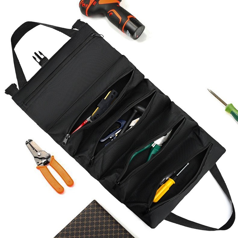 Portable Hanging Storage Bag for Hardware Tool with 5 Pockets Storage Organizer