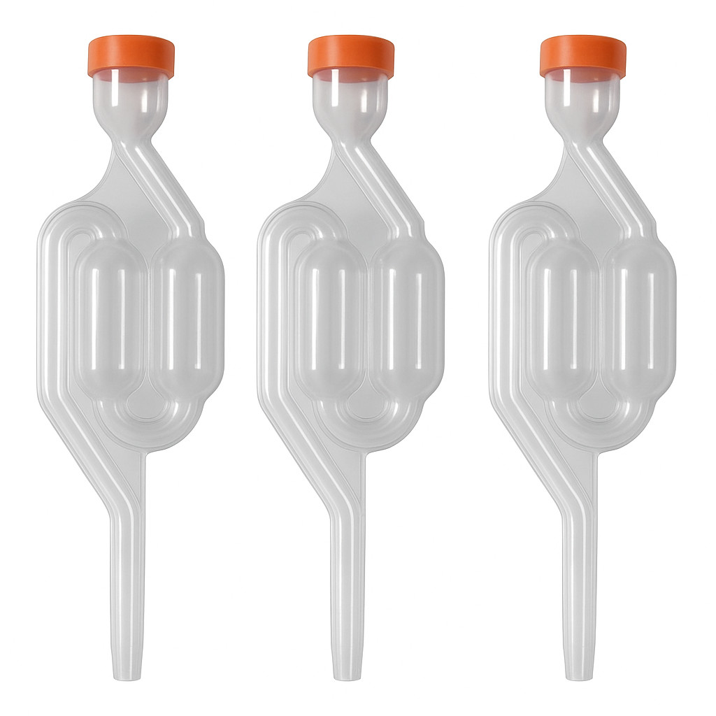 Twin Bubble Airlock for Wine Making and Beer Making (Pack of 3)