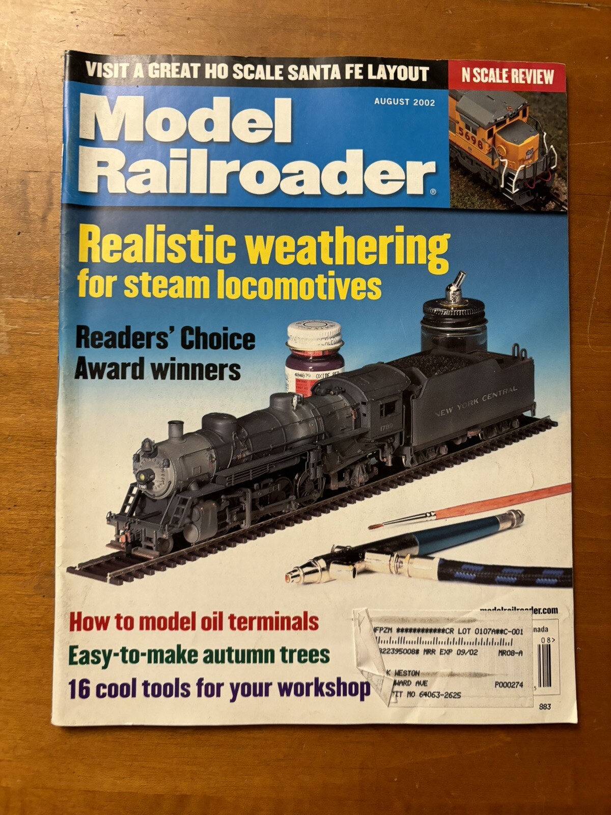 Model Railroader Magazine August 2002 Model Train Realistic Weathering for Steam