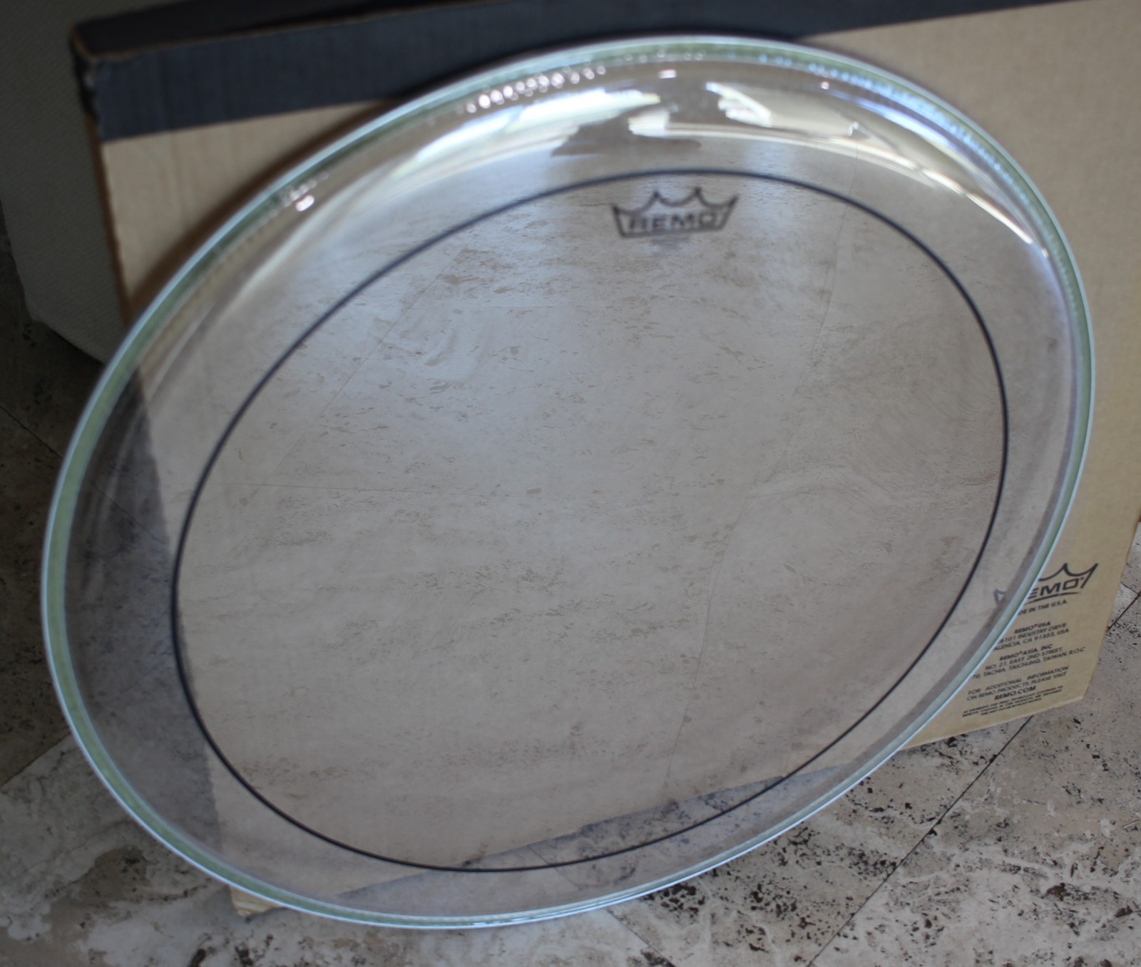 New Remo P3 Drum Head Pinstripe Clear with Falam Patch Bass Drumhead