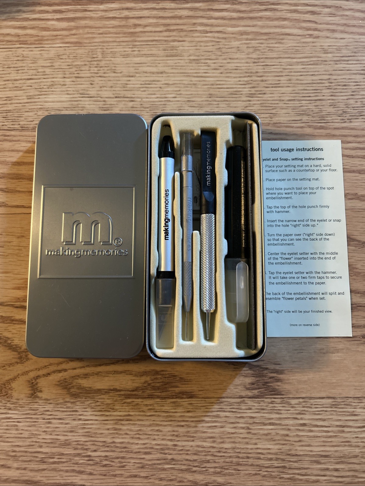 Making Memories Scrapbooking Tool Kit In Silver Metal Case