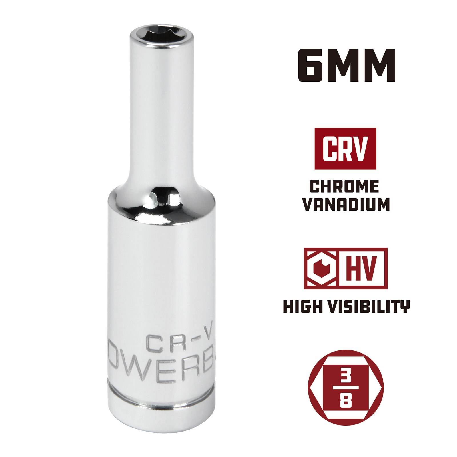 Powerbuilt 3/8 Inch Drive x 6 MM 6 Point Deep Socket - 641224