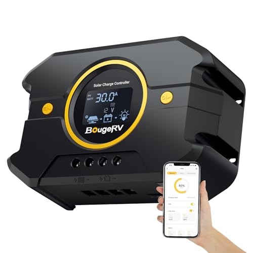 BougeRV Li 30A PWM Solar Charge Controller 12V 24V, with 30A PWM Controller