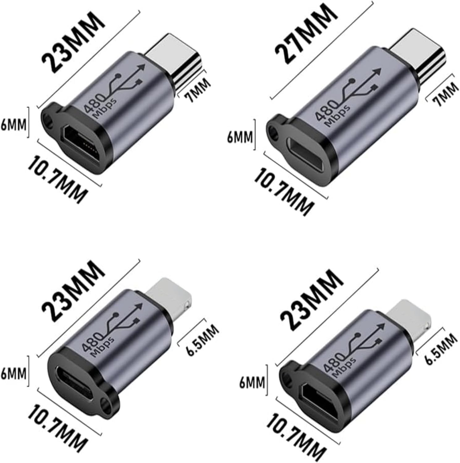 8Pack USB Adapter Kit,USB C/Lighting to Micro USB, Type C/Micro US-B to Light...