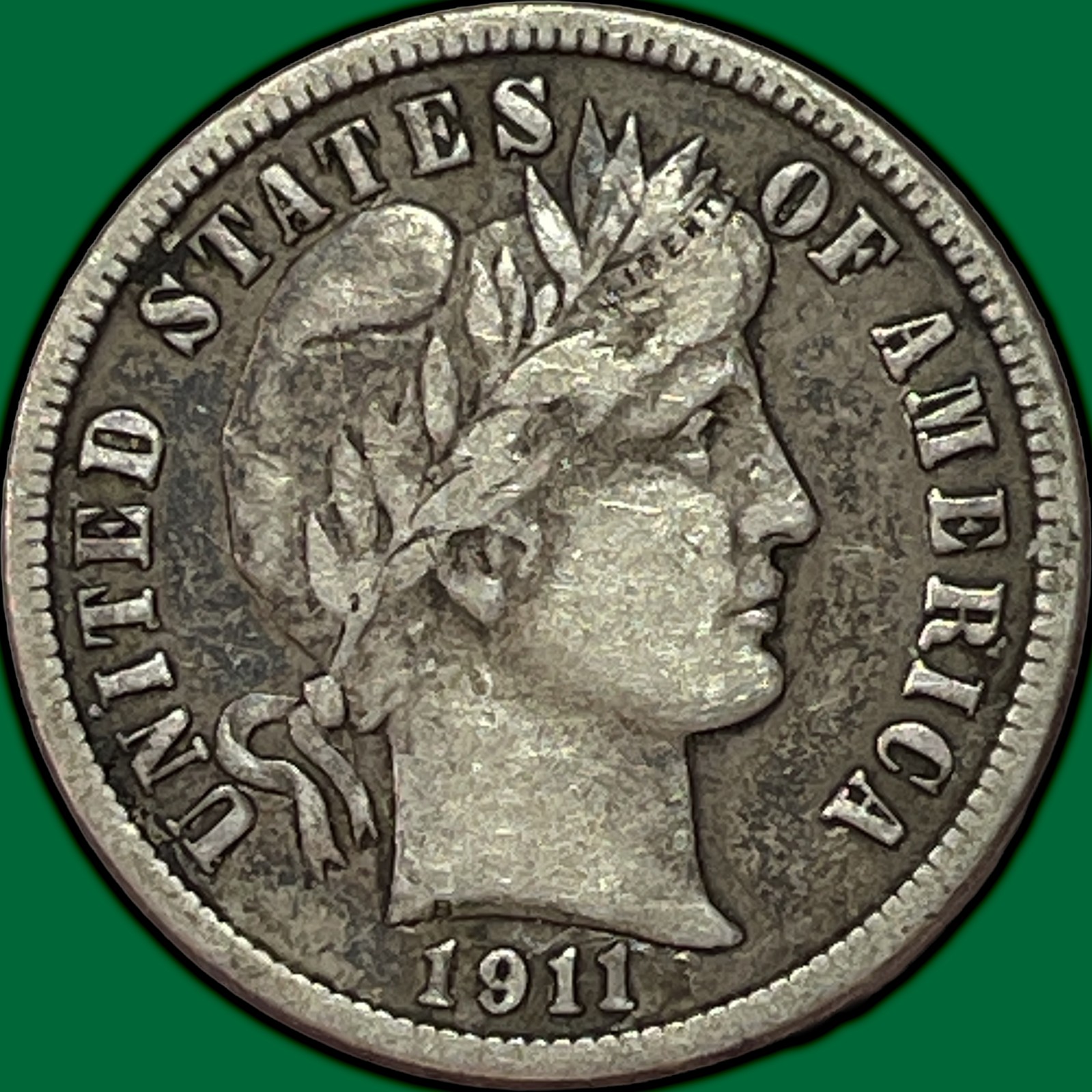 1911-S Barber Dime Choice Very Fine VF+/XF Coin #43873