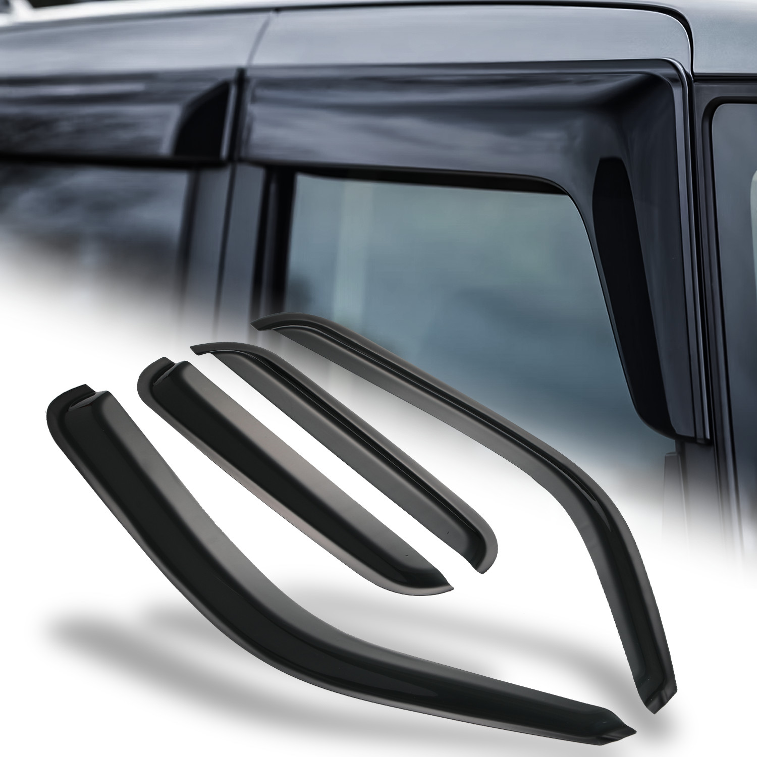 Tape-On Window Visor Vent Wind Deflector for 99-07 Chevy Silverado Extended Cab