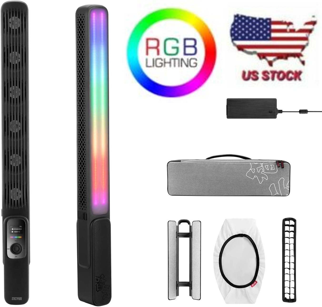 ZHIYUN FIVERAY F100 Combo Hand RGB LED Video Light Wand Colorful  2700K-6200K