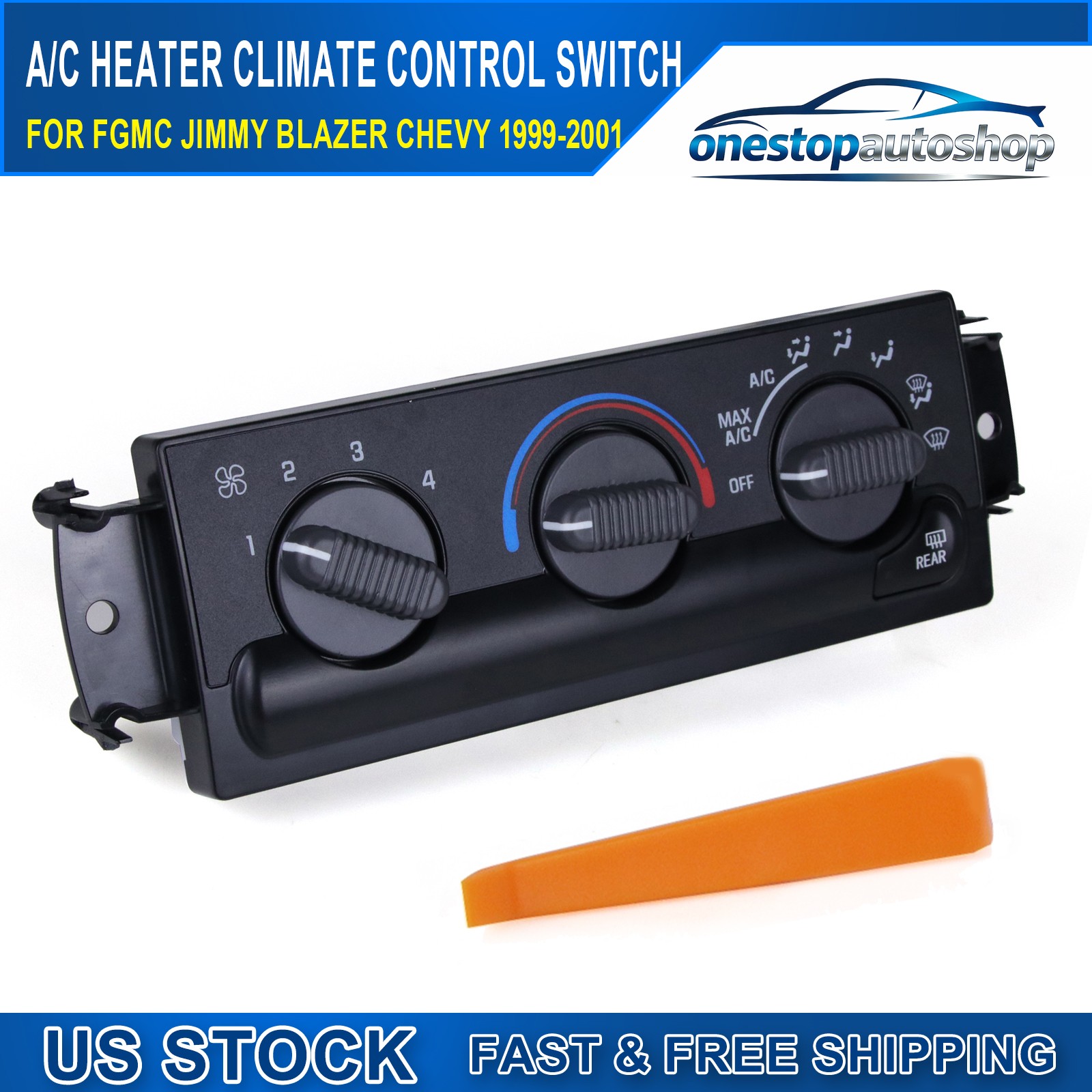 HVAC Climate Control Switch For 1999-2001 GMC Jimmy Chevy Blazer Heater 599-261