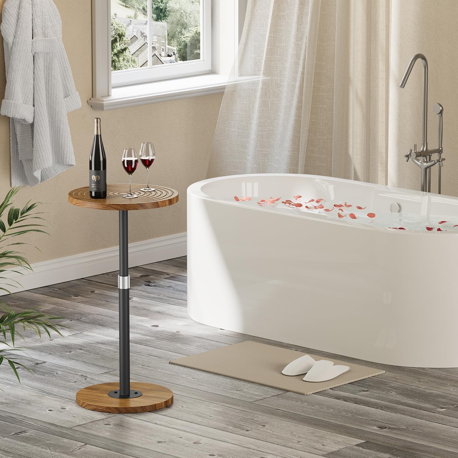 Drink Table, Pedestal Side Table, Small Round Side Table for Small Spaces (Ac...