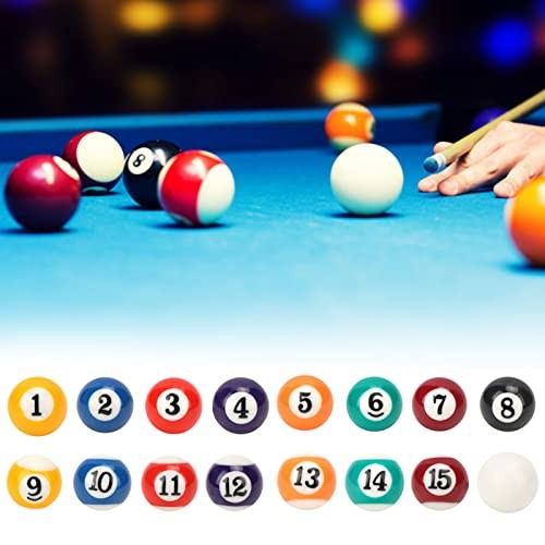 Mini Pool Balls 16Pcs, Smooth Mini Billiard Balls Set Polyester Resin,