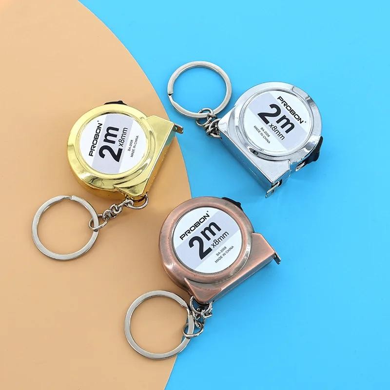 Compact 2m (6.5ft) Retractable Mini Tape Measure Keychain Portable Steel Measu