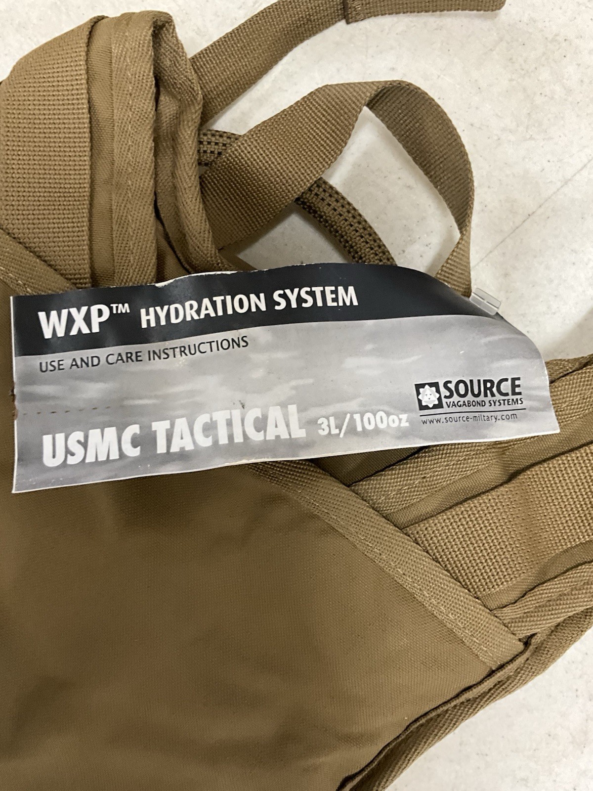 New With Tags USMC Tactical Source WXP 3L/100 Oz. Hydration System Pack, USGI