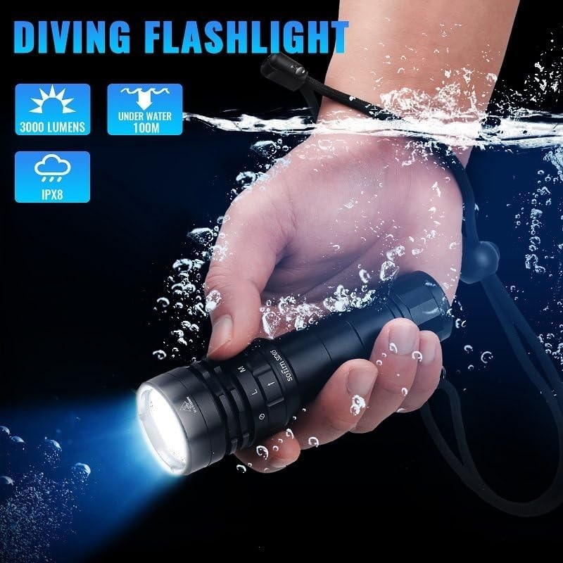 77outdoor Sofirn 3000 Lumen Dive Light, Scuba Diving Flashlight, Waterproof 100M