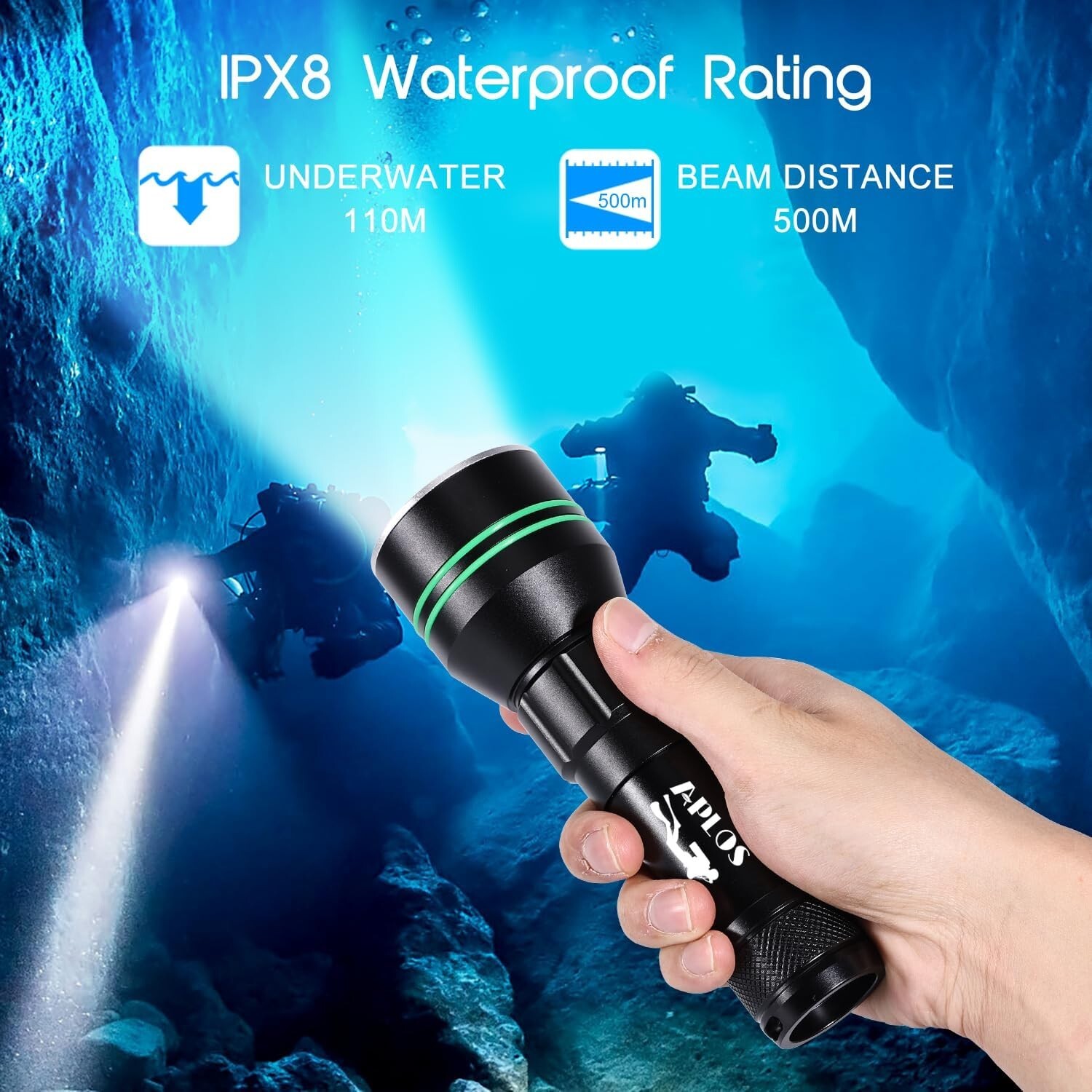 5000 Lumen Scuba Diving Flashlight - Waterproof Dive Torch for Night Adventures