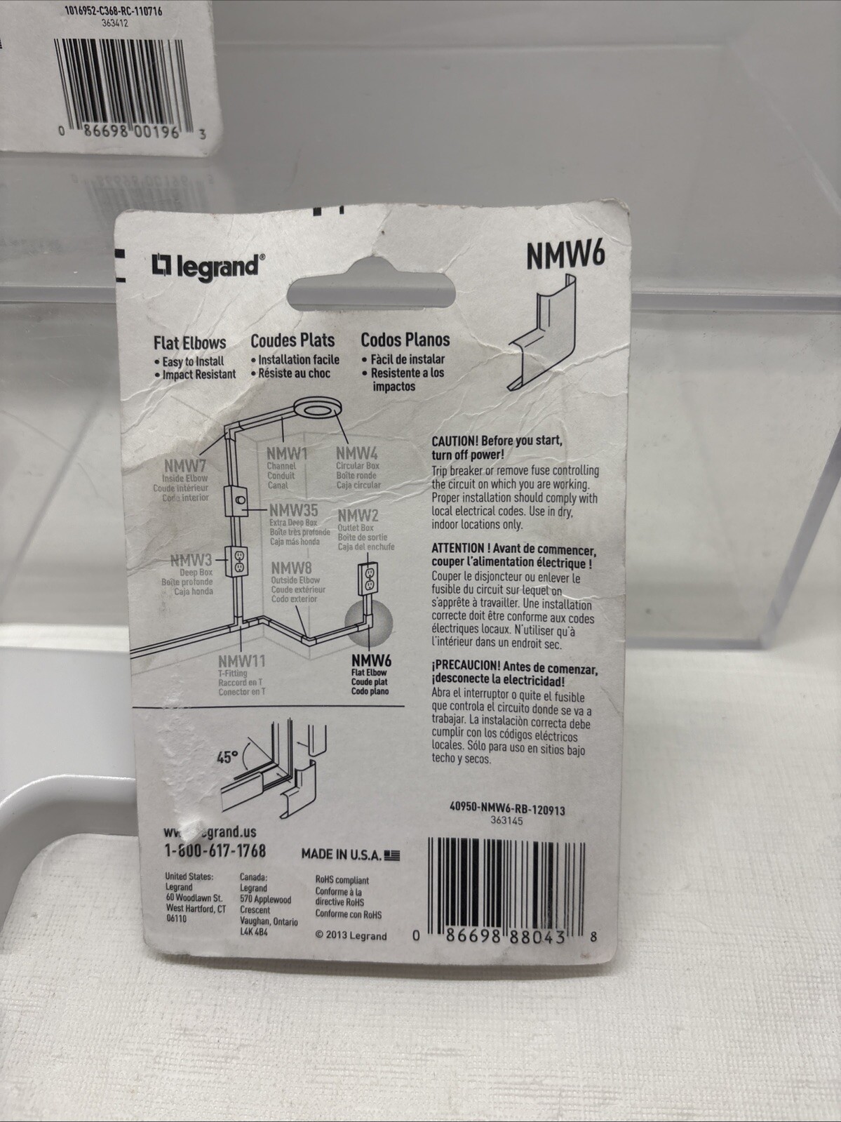 10 PC TOTAL Legrand Self-Adhesive Fitting Pack Plastic White C368 + NMW6 B10