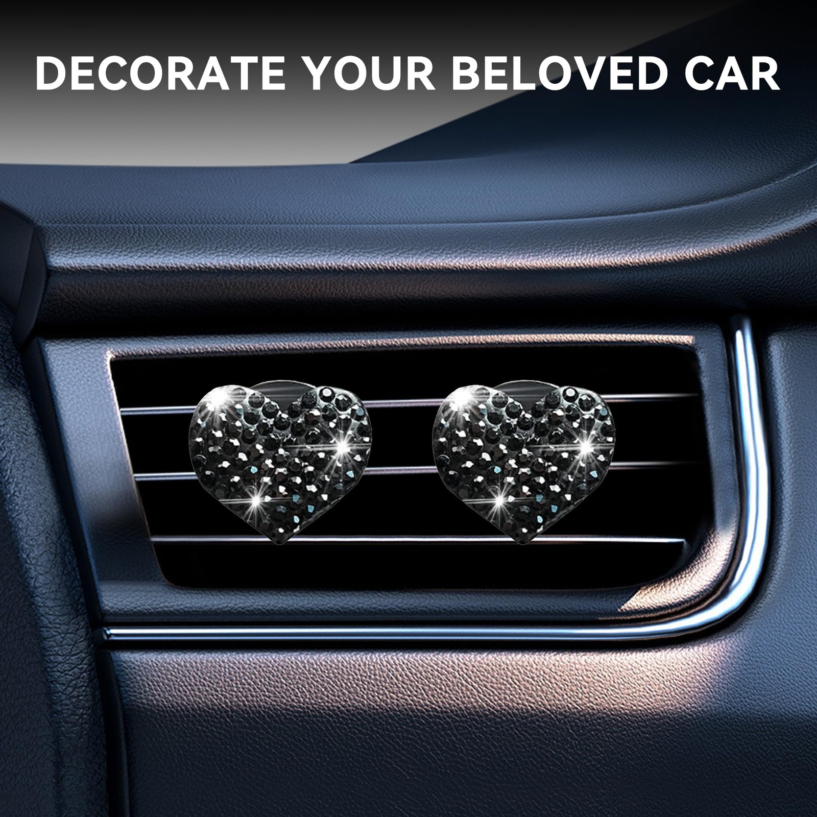 Honibaoto Car Bling Air Vent Clips, 2 Pcs 1 Count (Pack of 1), Black