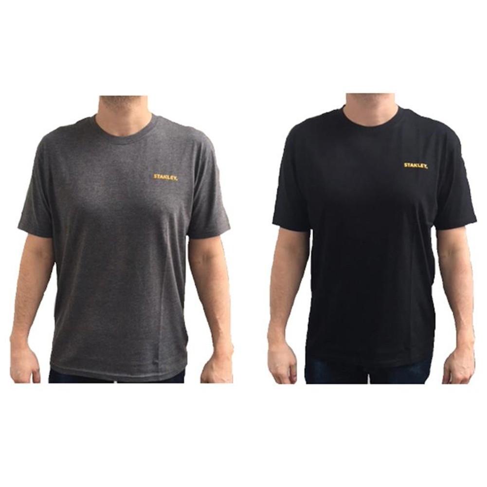 STANLEY Clothing T-Shirt Twin Pack Grey & Black - L STCTSGB2L