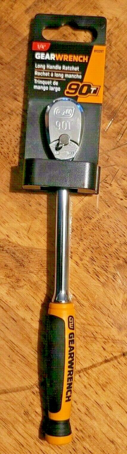 Gearwrench 1/4" 90 Tooth Long Handle Teardrop Ratchet w/Soft Grip Handle #81029T