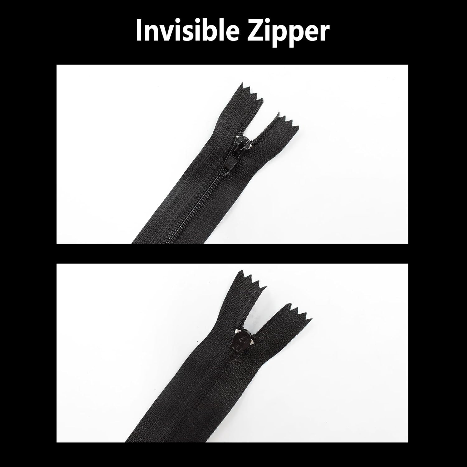 20PCS 8 Inch Black and White Nylon Coil Zippers, Closed End Zippers for DIY Tail