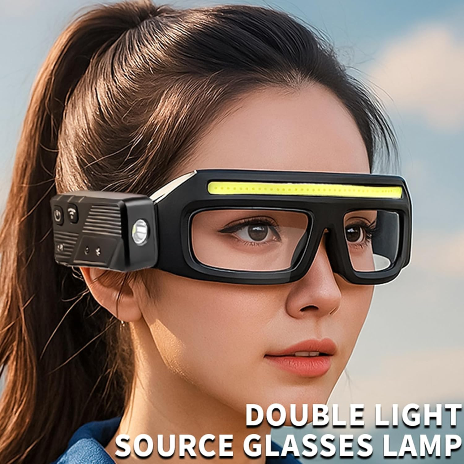 1 Pack LED Glasses Rechargeable Headlight Motion Sensor Touch Control 5 Modes