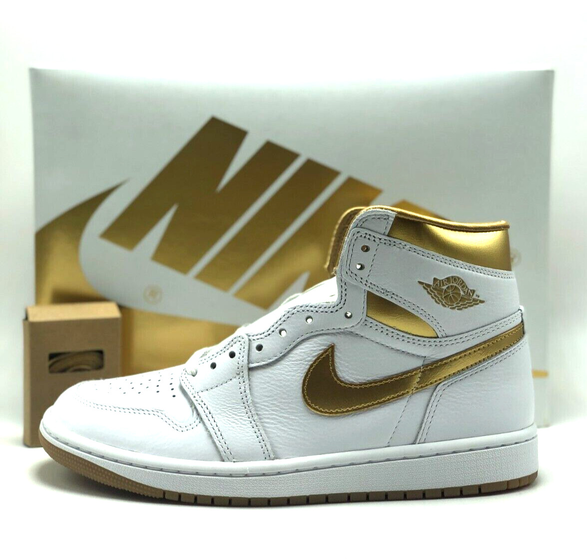 *NEW* Women NIKE Air Jordan 1 High OG Retro White/Gold Metallic (FD2596 107) 👍