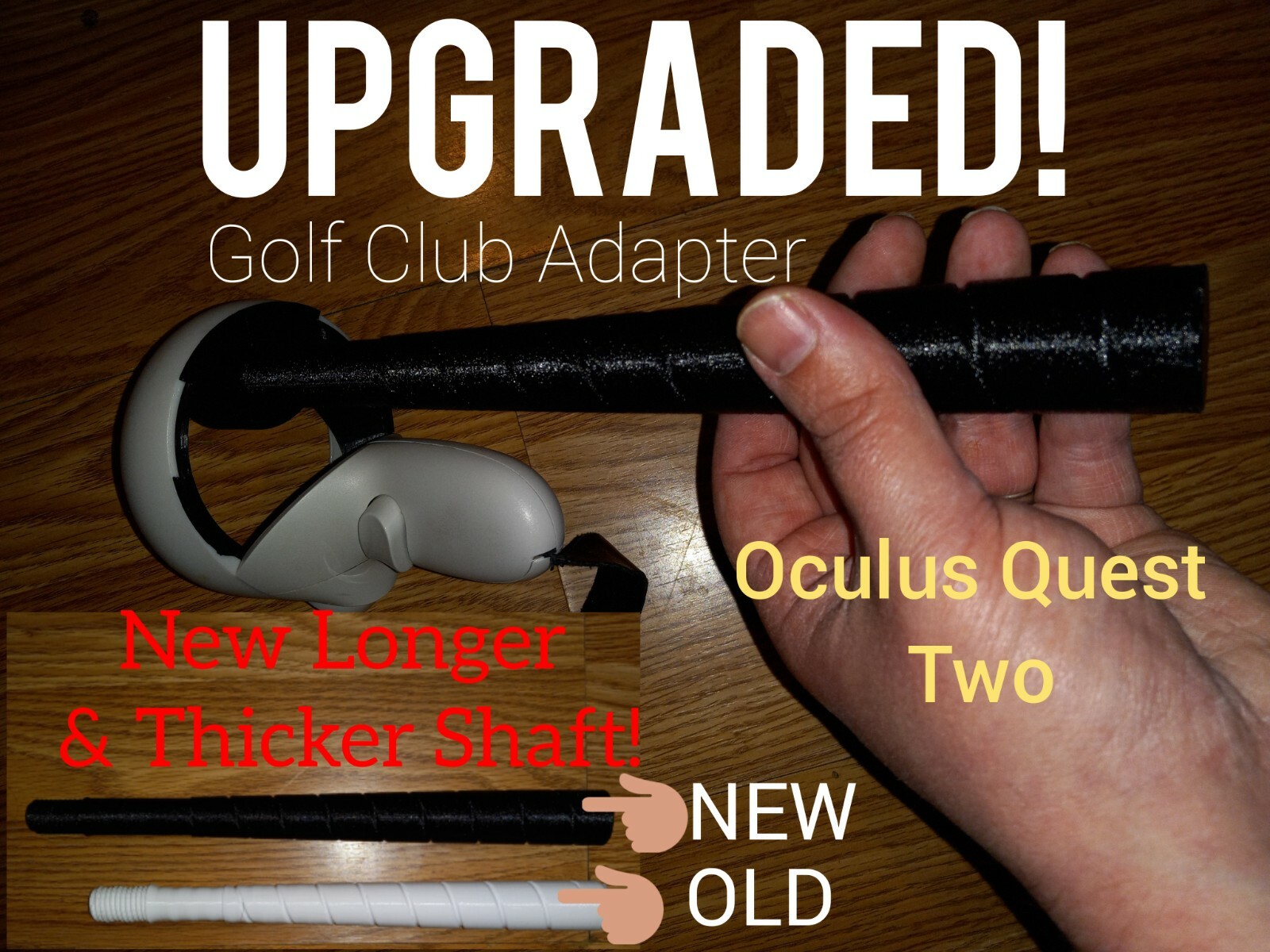 UPGRADED! Golf Club Grip Adapter for Oculus 2 Controller Right or left Handed