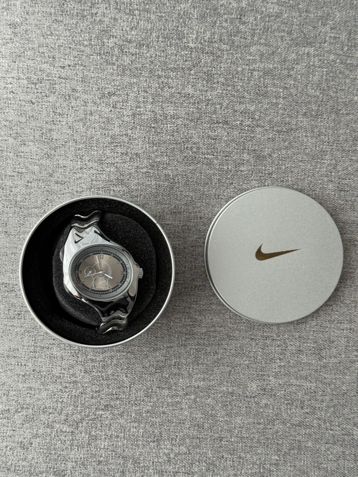 Vintage Nike Triax Metal Steel Watch Hype Y2K Avantgarde Retro Chrome Witch Box
