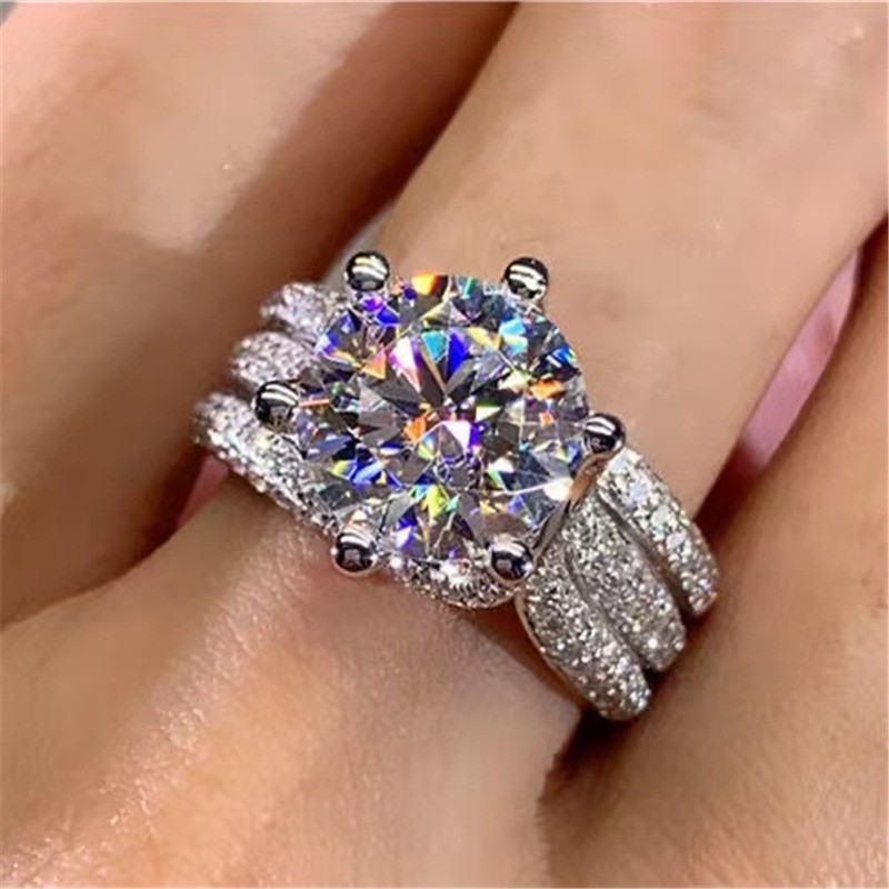 3/5CT Round Cut Moissanite Solitaire Wedding Engagement Ring 925 Sterling Silver