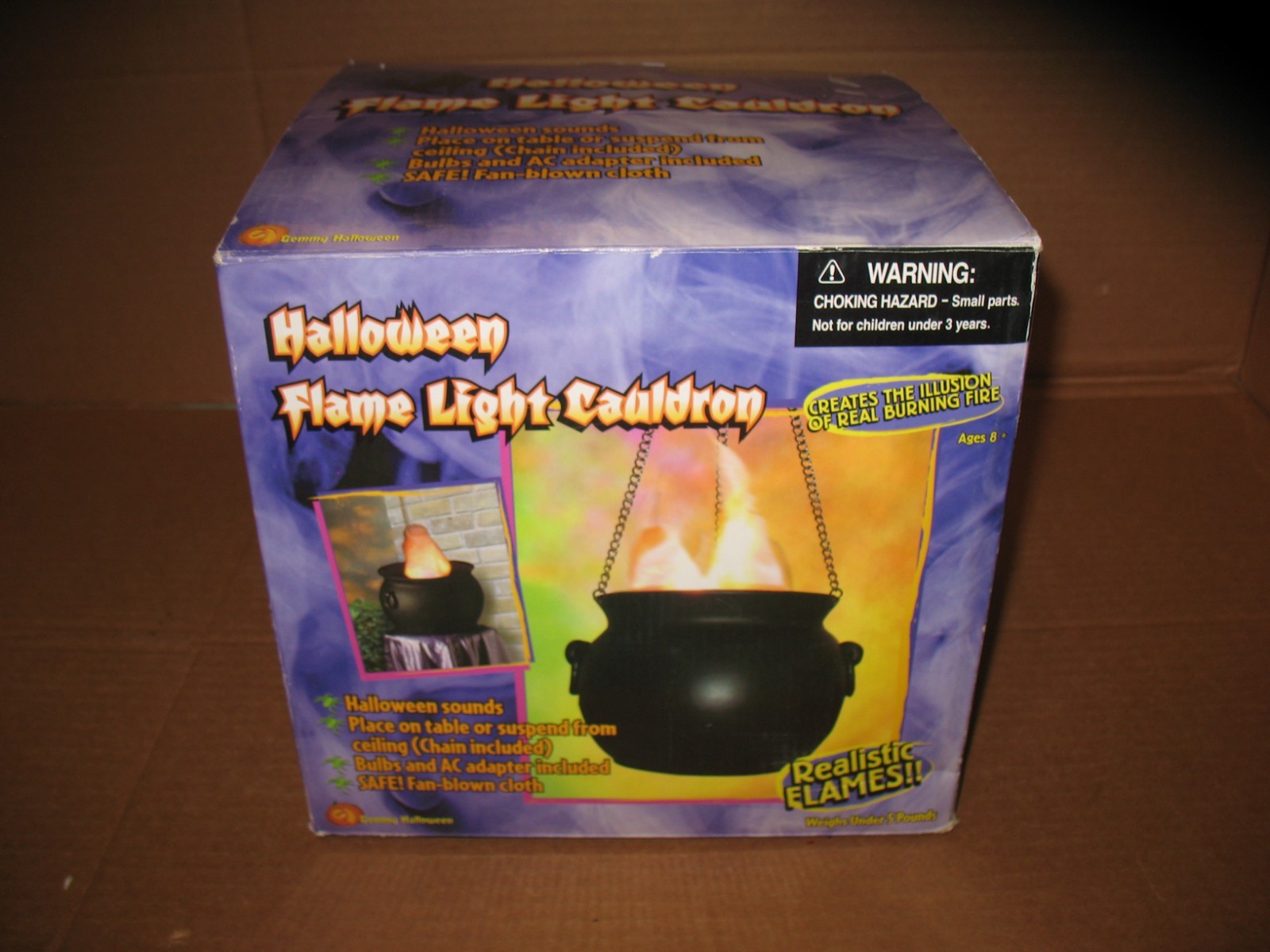 Vintage Gemmy Halloween Flame Light Cauldron