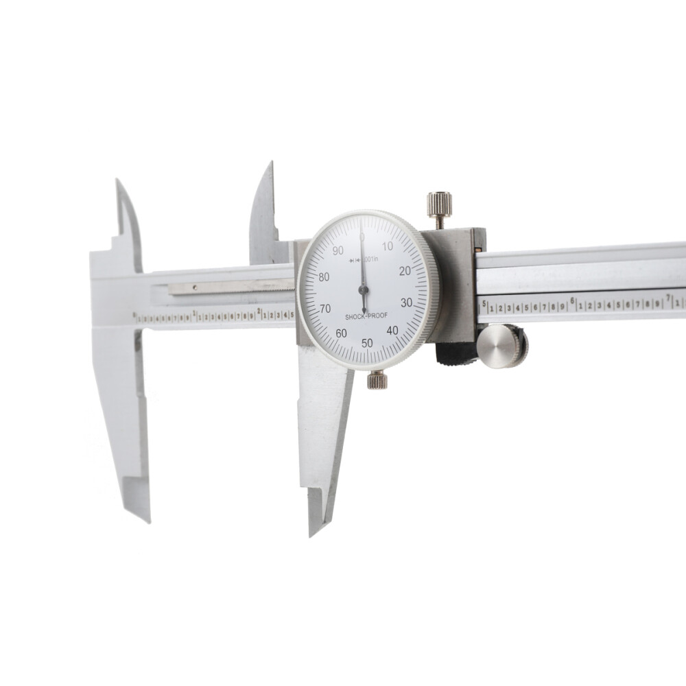 12'' Large Dial Caliper Shockproof Calipers Ruler Stainless Steel With Case