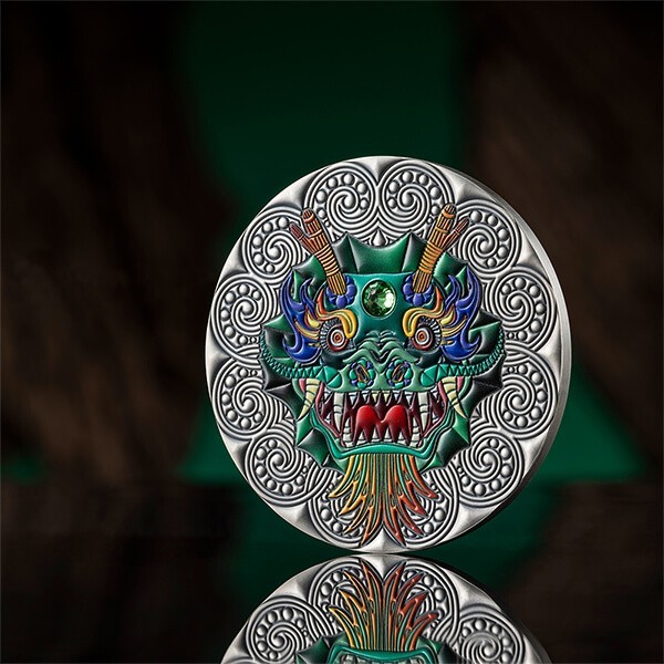 2024 Niue Dragon Mandala Collection 2 oz Antique finish Silver Coin