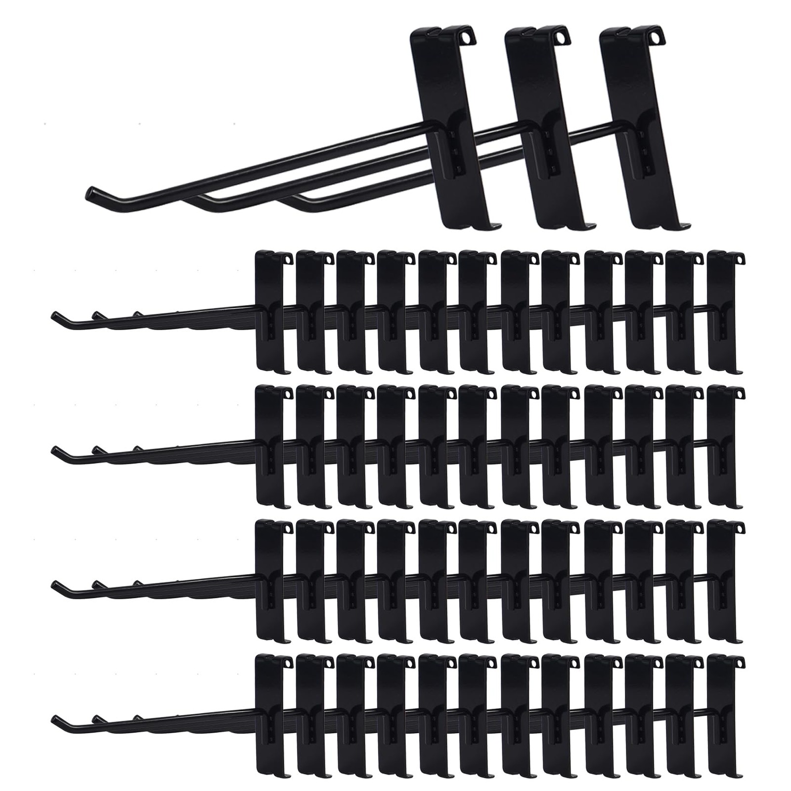 Gridwall Hooks 6 Inch 50 PCS Heavy Duty Wire Display Hangers Peg Panel Black