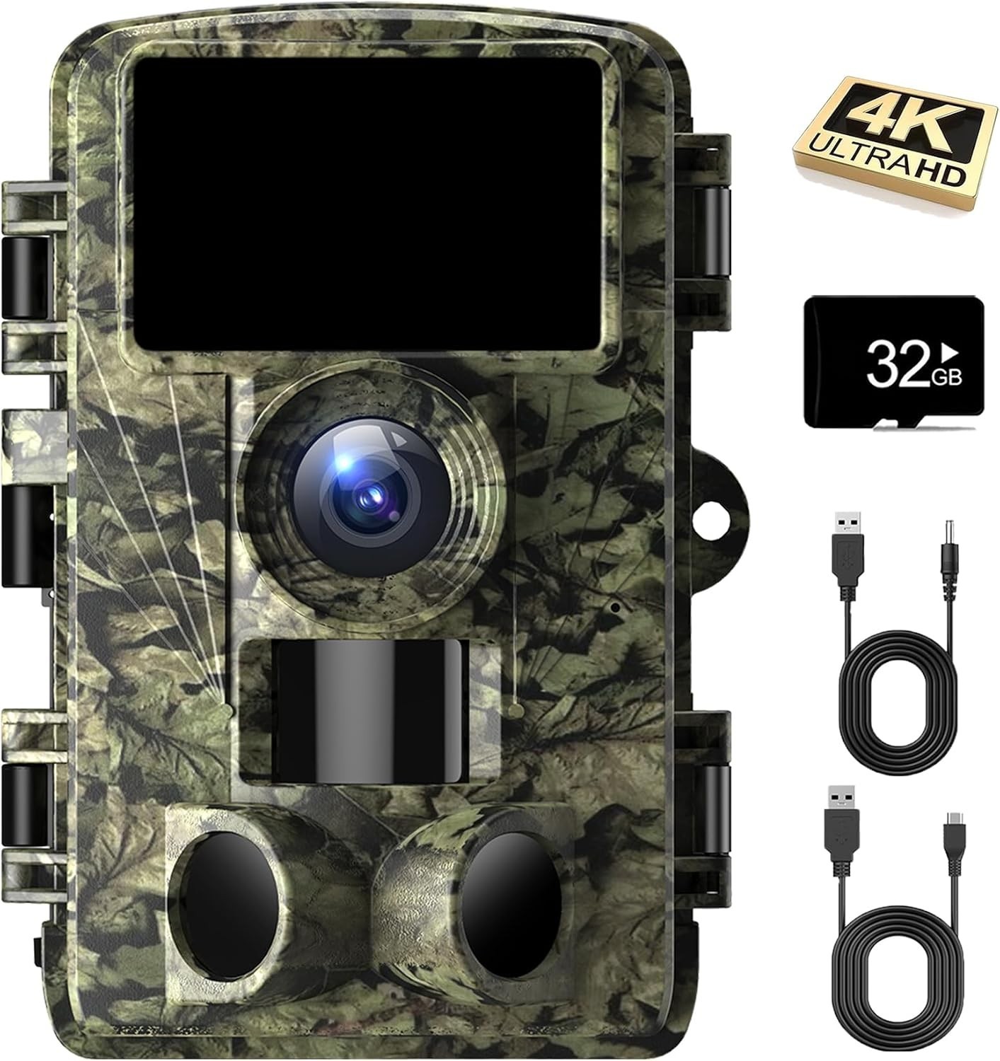 4K 48MP Trail Game Camera with Night Vision, 0.1s Trigger Motion, IP66, 130°Wide